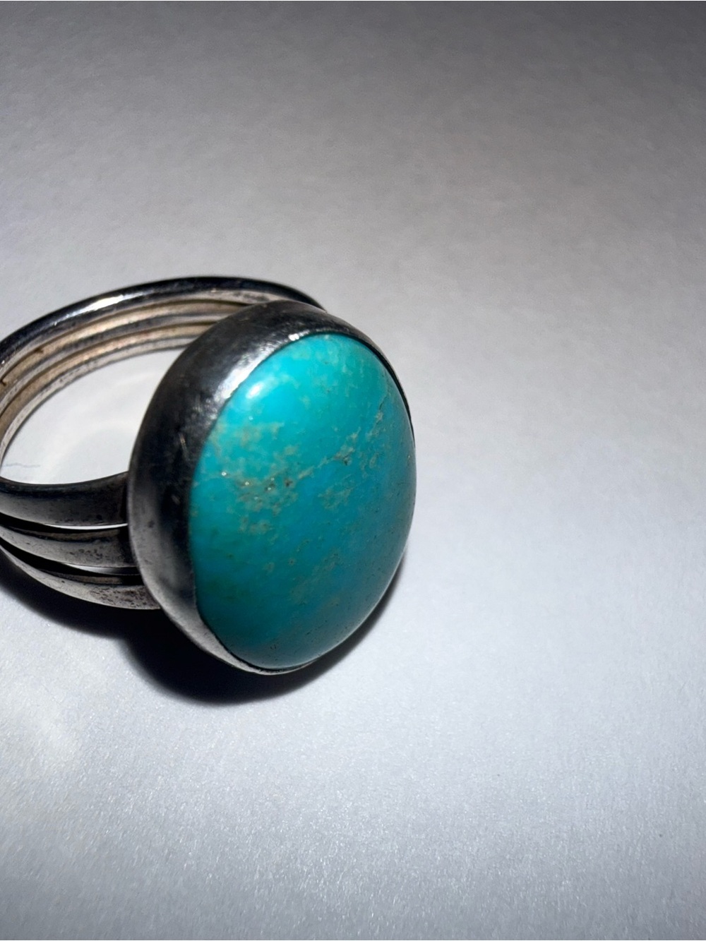 Sterling Silver Ring with Bright Turquoise Cabochon